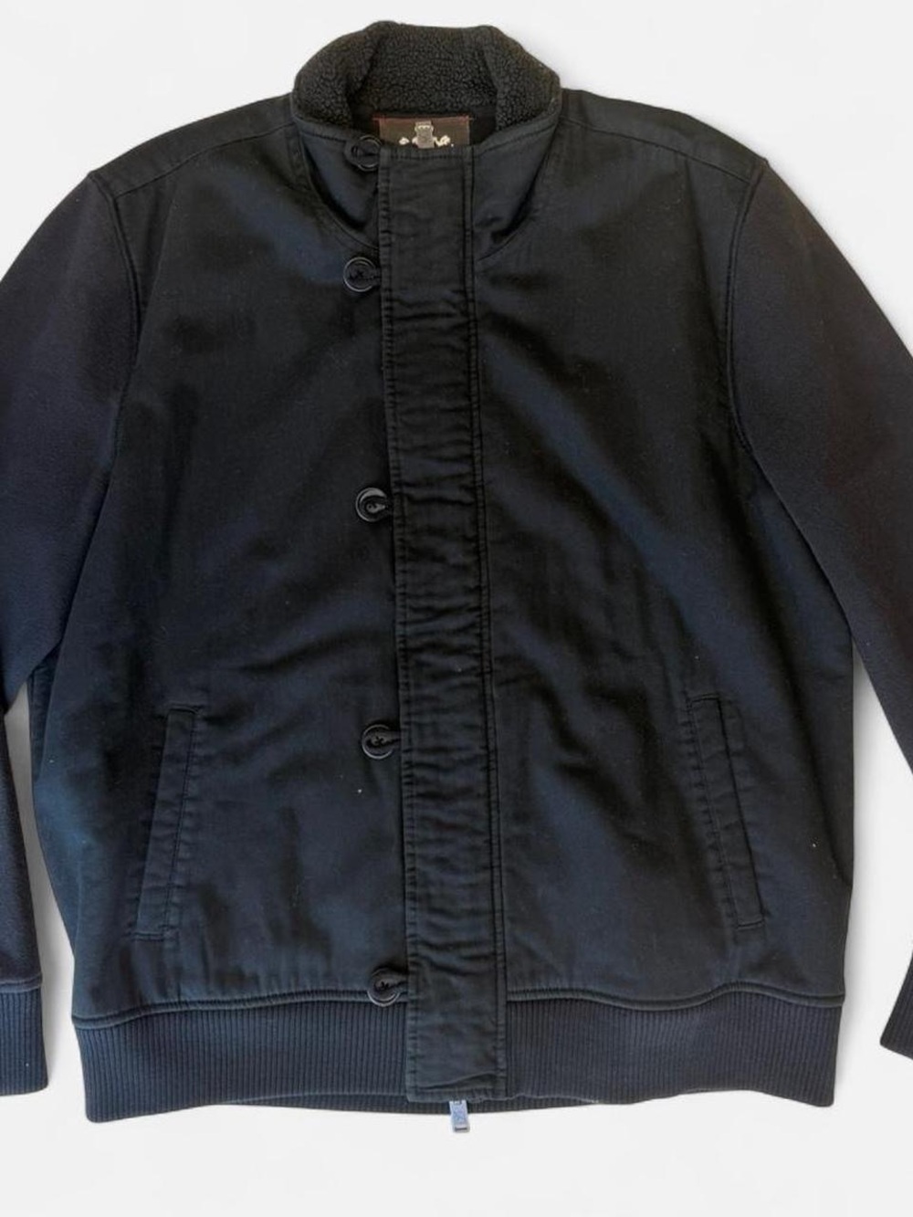 Express Black Men's Bomber Jacket with Button Front